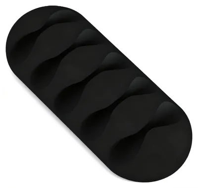 Image de Attache-câble flexible, installation facile, forte adhérence, gestion polyvalente des câbles, fournitures de bureau, noir, 5 trous