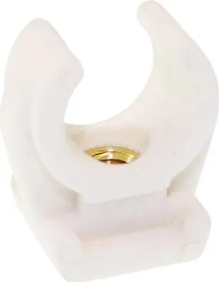 Produktbild von 10 Stück Rohrclip einfach - Ø 16/18 mm - mit Messing-Gewindebuchse Kunststoff weiß