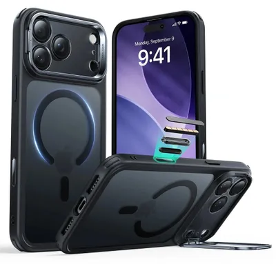 Produktbild von ESR - Classic Hybrid HaloLock Kickstand Schutzhülle für iPhone 17 Pro - mattes Schwarz