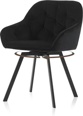 Imagen del producto de Sillas de comedor giratorias, sillón tapizado en terciopelo con reposabrazos y respaldo, asiento acolchado, patas de metal. Sillas para cocina, sillones tapizados para cocina, salón o comedor, color