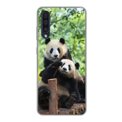 Produktbild von MuchoWow® Handyhülle Schutzhülle Hülle für Samsung Galaxy A30s Panda - Brücke - Natur Silikon Softcase Handy Hülle - Karteninhaber