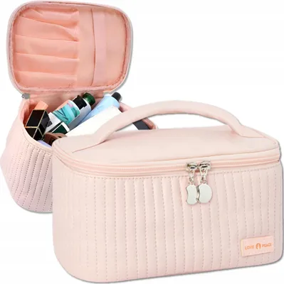 Immagine prodotto di EDIBAZZAR | Grande borsa da viaggio per cosmetici da donna, custodia organizzativa per cosmetici, ecopelle