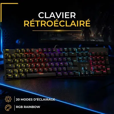 Obrázek produktu pro Mechanická herní klávesnice - spínače červené - THE G-LAB - KEYZ RADIUM - 100% - Kabelová - Rainbow (vícebarevná)