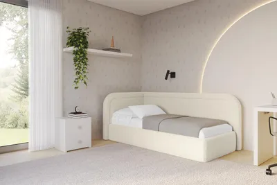 Produktbild von ALTDECOR Jugendbett mit Bettkasten JOVY - 90x200 - Beige - Quelle 02 - Bett mit Matratze - Rechts angeordnet - Einzelbett mit Stauraum - Polsterbett Kinderbett