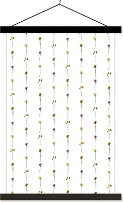 Produktbild von MuchoWow® Textilposter Blumen - Pastell - Muster 60x90 cm mit schwarzem Rahmen - Poster Wohnzimmer