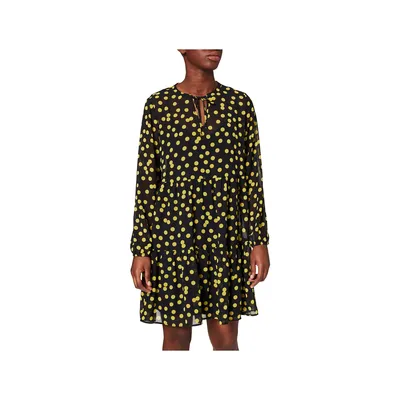 Produktbild von Comma Damen Langarm Tunika Gepunktet V-Ausschnitt Schwarz Kleid 601.10.103.10.101.2065346