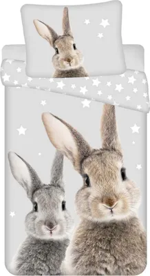 Produktbild von Hase Häschen - Bettwäsche-Set mit Kaninchen-Motiv, 135x200 & 80x80
