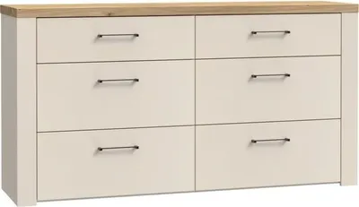 Produktbild von Kommode - NELLEKE - 6 Schubladen - Sand / Holz - L156,3 x T41,3 x H83,1 cm
