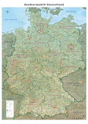 Immagine prodotto di Mappa fisica e politica della Germania, dimensioni 140 x 100 cm