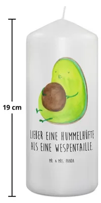 Produktbild von Mr. & Mrs. Panda Kerze Avocado Pfeifen 19 x 8 cm - Weiß - Geschenk, Erinnerungslicht, Wachskerze, Stumpenkerze, Diät, Blockkerze, Ernährung, Erinnerungskerze, Abnehmen