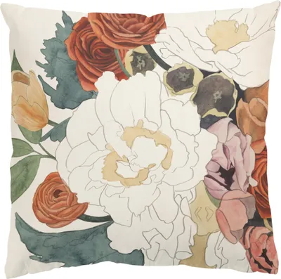 Produktbild von Dekokissen Blumen drinnen / Indoor Zierkissen Canvas waschbar Rose rot Aquarell Sofakissen ohne Füllung Größe B × H: 40  × 40 cm Material: Canvas attr_inlay_kissen: Ohne Innenkissen