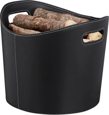 Immagine prodotto di relaxdays cesto per legna da ardere L in Pelle finta 17,0 l nero 39,5 x 38,0 x 31,5 cm