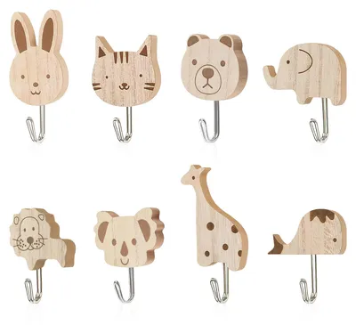 Image de 8 patères autocollantes pour les armoires des enfants, 8 motifs d'animaux différents (lapin), pour la chambre d'enfant, la salle de bains et la cuisine