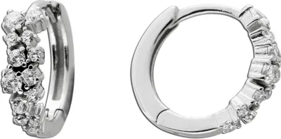 Produktbild von Ohrringe Creolen Silber 925 weiße Zirkonia Steine Diamantlook