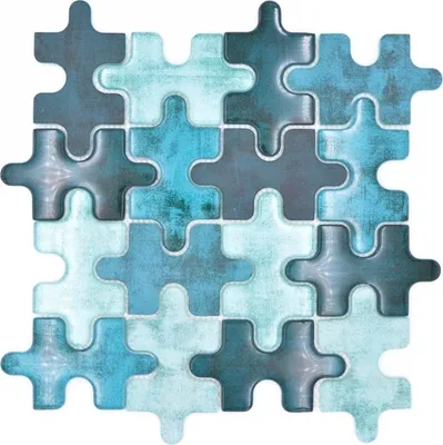 Produktbild von Mosaikfliese Glasmosaik Kombi Puzzle mix türkis blau Küchenrückwand Badezimmer MOS88-PT03_f