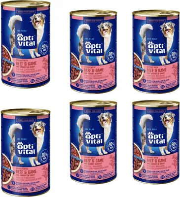 Zdjęcie produktu dla OptiVital Mokra Karma dla Psa 1250g Wołowina Dziczyzna i Marchewka w Sosie x6