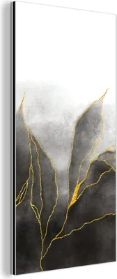 Produktbild von MuchoWow Wanddekoration Metall Metallbild Wandkunst 40x80 cm Marmor - Schwarz - Gold - Luxus - Marmoroptik MuchoWow Aluminium Gemälde - Wanddekoration - Industrial