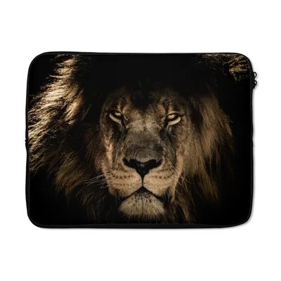Produktbild von MuchoWow® Laptop Hülle 17 Zoll Laptoptasche Löwe - Tiere - Schwarz - Porträt - Zipper - Schutzabdeckung