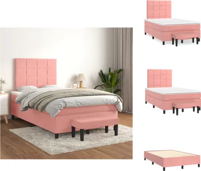 Produktbild von vidaXL Boxspringbett mit Matratze Rosa 120x200 cm Samt -  Betten & Bettgestelle
