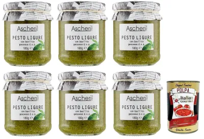 Produktbild von Ascheri Italian Gourmet Pesto Ligure, salsa pesto al basilico Genovese DOP 6 x 180g