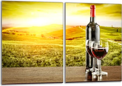 Image de Set de plaques de recouvrement pour cuisinière 2x40x52 cm Couverture de plaque vitrocéramique en verre Protection contre les éclaboussures, Vin Paysage