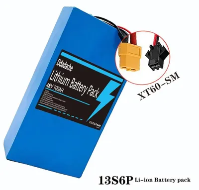 Obrázok produktu pre 18650 batériový balík - 13S6P, 48V, 100Ah, lítiovo-iónová batéria pre elektrické skútre - výkon 2000W - integrovaný 50A systém ochrany batérie (BMS) - konektory XT60 + SM