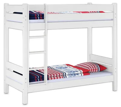 Produktbild von Teilbares Etagenbett stabil 90x200 Kiefer weiß Nische 100 Zubehör wählbar V-60.16-09WT100ohne Zubehör