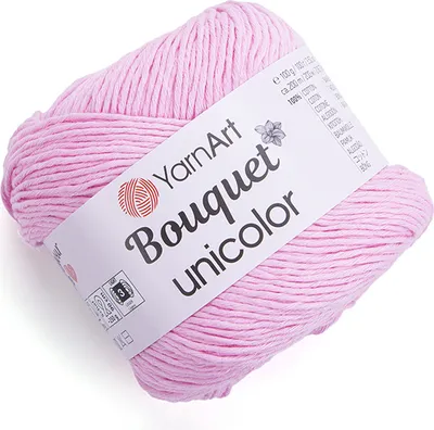 Produktbild von YarnArt Bouquet Unicolor Wolle - 3211 Rosa, 100% Baumwolle, 200m/100g, Hautfreundlich & Atmungsaktiv