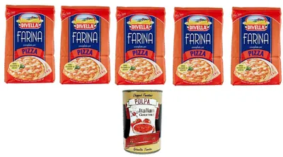 Produktbild von 5x Divella Mehl fur Pizza Farina per Pizza 1Kg und Italian gourmet polpa 400g
