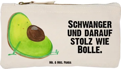 Produktbild von Mr. & Mrs. Panda Mäppchen Avocado Schwangerschaft Größe S Klein - Weiß - Geschenk, Geburt, kosmetiktäschchen, Etui, Schwanger, Kulturtasche, Pouch, Gesund, Kosmetiktasche