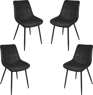 Produktbild von 4er Set Esszimmerstühle Küchenstuhl Polsterstuhl Wohnzimmerstuhl aus Samt mit Rückenlehne Schwarz