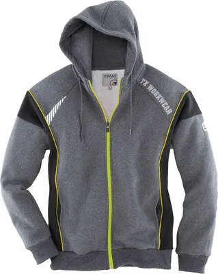 Produktbild von Terrax Workwear Herren Sweatjacke mit Kapuze - Kapuzenjacke mit reflektierenden Print in Schwarz-Limette Größe XL