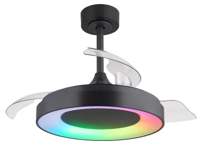 Produktbild von LED Deckenventilator, schwarz, dimmbar, Fernbedienung, D 91 cm