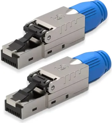 Produktbild von NEXMEX 2x Netzwerkstecker Cat 8 CAT8.1 RJ45 Stecker Werkzeuglos Metall 40Gbps
