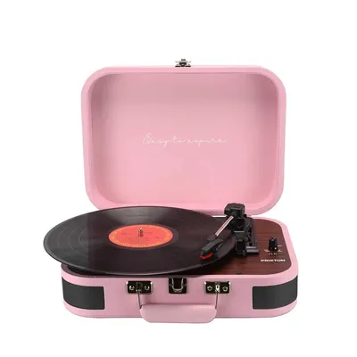 Produktbild von Plattenspieler mit lautsprecher PRIXTON VC600, Schallplattenspieler mit Bluetooth und Encoding-Funktion, Vinyl-Player, Radio FM und USB Port, Rosa