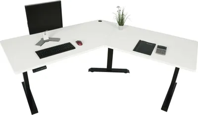 Produktbild von Schreibtisch HWC-D40, Computertisch, 120° elektrisch höhenverstellbar weiß, schwarz