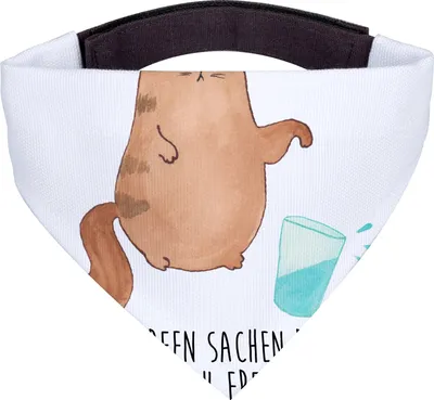 Produktbild von Mr. & Mrs. Panda Dreieckstuch Katze Wasserglas - Weiß - Geschenk, Katzen, Cat, Schal Hunde, Halstuch für Hund, Hals Tuch, Cats, Bandana, Wasser, Hundehalstuch, Neugierig
