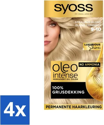 Image de SYOSS - Oleo Intense 9-10 Blond éclatant - Teinture pour cheveux - Sans ammoniaque - Couverture des cheveux gris - Couleur longue durée - Pack avantage - 4 pièces