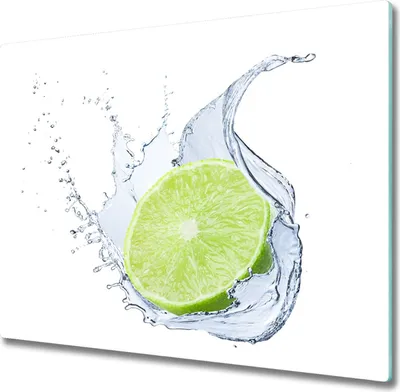 Produktbild von Glas Herdabdeckplatte 60x52 cm Spritzschutz Glasabdeckplatte Schneidebrett Limette
