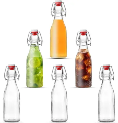 Produktbild von Glasflaschen zum Befüllen – 250 ml – 6 Stück Flaschen mit Schraubverschluss – Auslaufsichere Flaschen – Flaschen zum Befüllen mit Öl – Essig