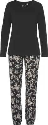 Produktbild von Vivance Dreams by Lascana Pyjama 2 -teilig schwarz weiß-geblümt Größe 40/42