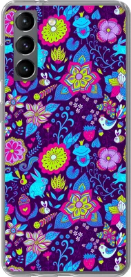 Produktbild von MuchoWow® Handyhülle Schutzhülle Hülle für Telefoonhoesje Samsung Galaxy S21 Mädchen - Kaninchen - Rosa - Muster - Mädchen - Kinder - Kinder Silikon Softcase Handy Hülle - Softcase