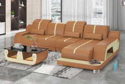 Produktbild von Couchen Designersofa Ecksofa Sofa L Form Braun Kunstleder Sofas Eck