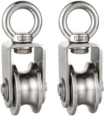 Produktbild von PolkaHome® 2-teiliges Edelstahl-Seilrollen-Set – 400 kg Tragfähigkeit, 45 mm, Kugellager