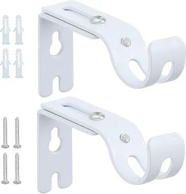Produktbild von 4-teiliger Set von Vorhanghalterungen – Verstellbare Träger – Vorhanghalter (Weiß)