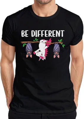 Produktbild von Einhorn Fledermaus Be Different Autismus Statement Spruch Lustig Herren T-Shirt, Schwarz, XL