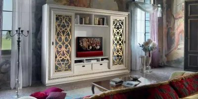 Produktbild von TV Schrankwand Massivholz Modern Fernsehschrank Wohnwand Echtholz Neu