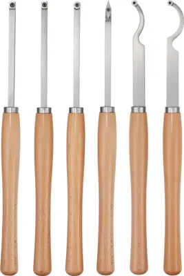 Immagine prodotto di Set di 6 scalpelli per tornio per legno HSS Strumenti di tornitura Scatola di conservazione Finitore per tornio
