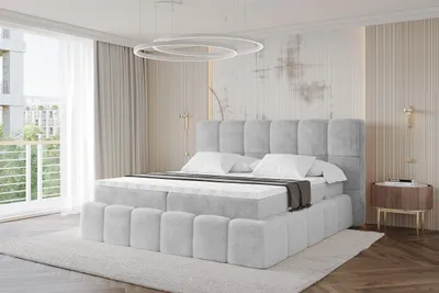 Produktbild von ALTDECOR Boxspringbett mit Matratze und Lattenrost, Topper, Polsterbett mit Bettkasten, Bett mit Stauraum H3-Matratze, Doppelbett, Boxbett - AURI - 180x200 Grau Lapitt