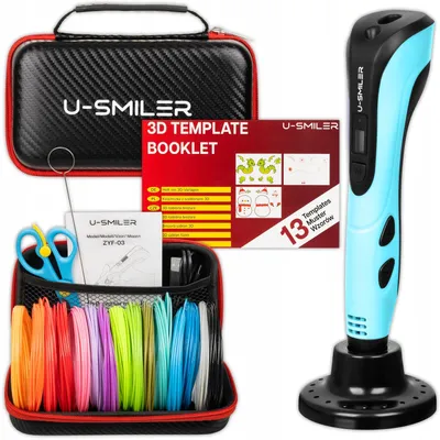 Produktbild von U-SMILER 3D Stift Set 3D Druck Stift mit 75m PLA Filament LCD-Display 3 Geschwindigkeiten USB-C Ergonomisch für Kinder Erwachsene Blau